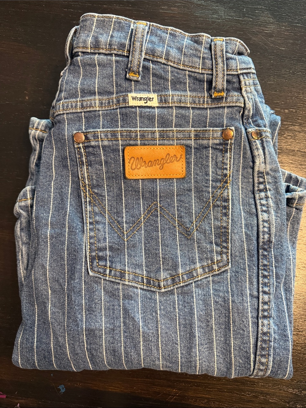 Wrangler Blue Pinstripe Wide Leg Jeans